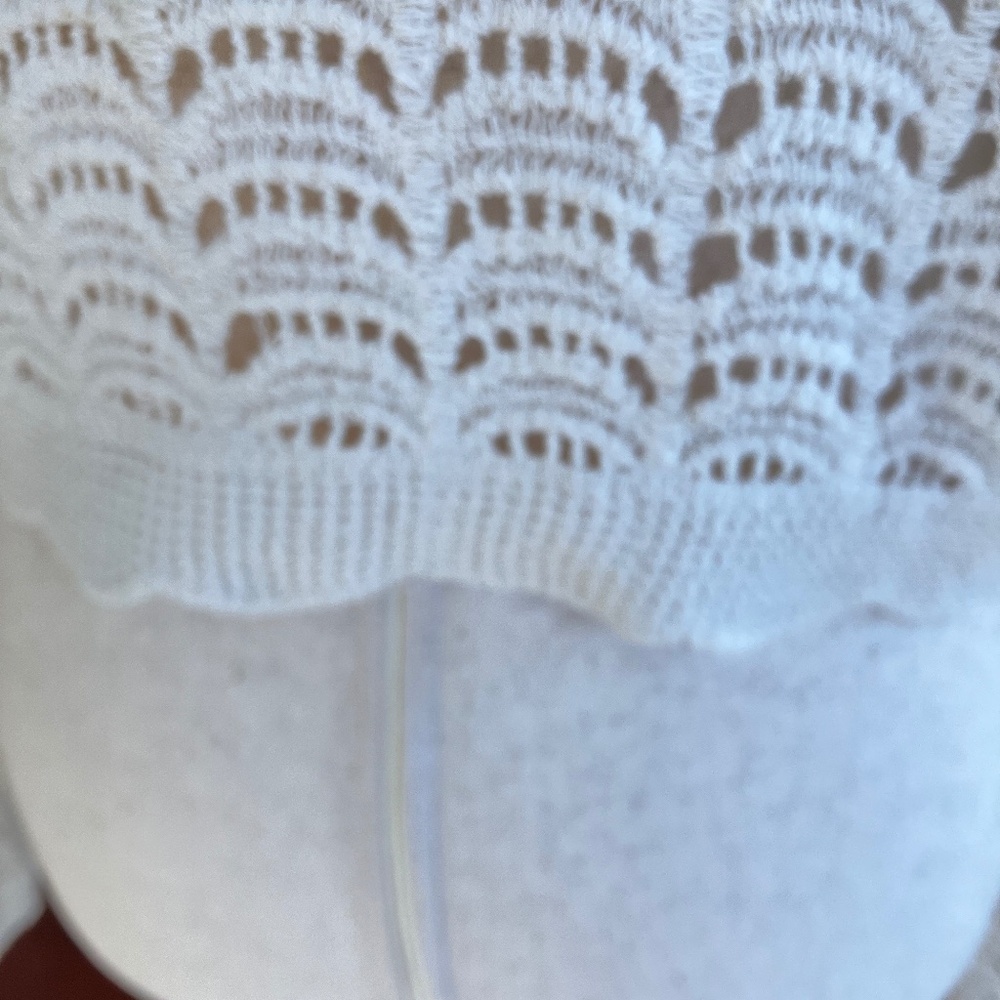 Shrug - Button UP Cropped Cotton Eyelet Knit - Off White - Size Medium NWOT - Picture 6 of 7